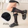 imageLOLANTA Girls Lace Knee High Socks 2 Pack Sheer Patterned Hollow Cute Ruffle School Stockings 59YearsBlack Heart Black Wheatear