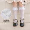 imageLOLANTA Girls Lace Knee High Socks 2 Pack Sheer Patterned Hollow Cute Ruffle School Stockings 59YearsWhite Heart White Flower