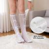 imageLOLANTA Girls Lace Knee High Socks 2 Pack Sheer Patterned Hollow Cute Ruffle School Stockings 59YearsWhite Wheatear White Bow