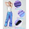 imageLOLANTA Girls Metallic Jogger Pants Shiny Jazz Street Hip Hop Dance Pants 716 Convertible Leg OpeningBluepurple