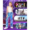 imageLOLANTA Girls Metallic Jogger Pants Shiny Jazz Street Hip Hop Dance Pants 716 Convertible Leg OpeningBluepurple