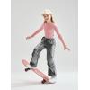 imageLOLANTA Girls Metallic Jogger Pants Shiny Jazz Street Hip Hop Dance Pants 716 Convertible Leg OpeningDark Gray