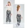 imageLOLANTA Girls Metallic Jogger Pants Shiny Jazz Street Hip Hop Dance Pants 716 Convertible Leg OpeningDark Gray