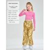imageLOLANTA Girls Metallic Jogger Pants Shiny Jazz Street Hip Hop Dance Pants 716 Convertible Leg OpeningGold
