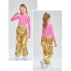 imageLOLANTA Girls Metallic Jogger Pants Shiny Jazz Street Hip Hop Dance Pants 716 Convertible Leg OpeningGold
