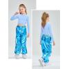 imageLOLANTA Girls Metallic Jogger Pants Shiny Jazz Street Hip Hop Dance Pants 716 Convertible Leg OpeningLake Blue