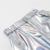 imageLOLANTA Girls Metallic Jogger Pants Shiny Jazz Street Hip Hop Dance Pants 716 Convertible Leg OpeningLaser Silver