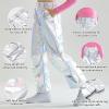 imageLOLANTA Girls Metallic Jogger Pants Shiny Jazz Street Hip Hop Dance Pants 716 Convertible Leg OpeningLaser Silver