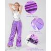 imageLOLANTA Girls Metallic Jogger Pants Shiny Jazz Street Hip Hop Dance Pants 716 Convertible Leg OpeningPurple