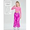 imageLOLANTA Girls Metallic Jogger Pants Shiny Jazz Street Hip Hop Dance Pants 716 Convertible Leg OpeningRose