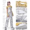 imageLOLANTA Girls Metallic Shirts with Arm Sleeves Slim Fit Stretchy Shiny Jazz Hip Hop Dance Tops Raves Festivals CostumesGold