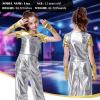 imageLOLANTA Girls Metallic Shirts with Arm Sleeves Slim Fit Stretchy Shiny Jazz Hip Hop Dance Tops Raves Festivals CostumesGold