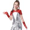 imageLOLANTA Girls Metallic Shirts with Arm Sleeves Slim Fit Stretchy Shiny Jazz Hip Hop Dance Tops Raves Festivals CostumesRed