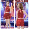 imageLOLANTA Girls Sequin Dance Outfit Crop Sequin Top Metallic Shorts with Tassel Arm Sleeves 513 Years Recital CostumesRed