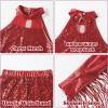 imageLOLANTA Girls Sequin Dance Outfit Crop Sequin Top Metallic Shorts with Tassel Arm Sleeves 513 Years Recital CostumesRed