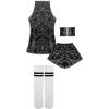 imageLOLANTA Girls Sequins Dance Clothes Dress 412 Yrs Sparkle Hip Hop Jazz Dance Outfit Sleeveless Top and ShortsBlack