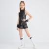 imageLOLANTA Girls Sequins Dance Clothes Dress 412 Yrs Sparkle Hip Hop Jazz Dance Outfit Sleeveless Top and ShortsBlack