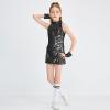 imageLOLANTA Girls Sequins Dance Clothes Dress 412 Yrs Sparkle Hip Hop Jazz Dance Outfit Sleeveless Top and ShortsBlack