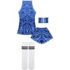 imageLOLANTA Girls Sequins Dance Clothes Dress 412 Yrs Sparkle Hip Hop Jazz Dance Outfit Sleeveless Top and ShortsBlue