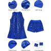 imageLOLANTA Girls Sequins Dance Clothes Dress 412 Yrs Sparkle Hip Hop Jazz Dance Outfit Sleeveless Top and ShortsBlue