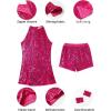 imageLOLANTA Girls Sequins Dance Clothes Dress 412 Yrs Sparkle Hip Hop Jazz Dance Outfit Sleeveless Top and ShortsFuchsia