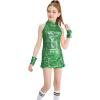 imageLOLANTA Girls Sequins Dance Clothes Dress 412 Yrs Sparkle Hip Hop Jazz Dance Outfit Sleeveless Top and ShortsGreen
