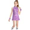 imageLOLANTA Girls Sequins Dance Clothes Dress 412 Yrs Sparkle Hip Hop Jazz Dance Outfit Sleeveless Top and ShortsLightpurple