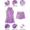 imageLOLANTA Girls Sequins Dance Clothes Dress 412 Yrs Sparkle Hip Hop Jazz Dance Outfit Sleeveless Top and ShortsLightpurple