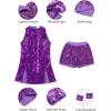 imageLOLANTA Girls Sequins Dance Clothes Dress 412 Yrs Sparkle Hip Hop Jazz Dance Outfit Sleeveless Top and ShortsPurple