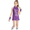 imageLOLANTA Girls Sequins Dance Clothes Dress 412 Yrs Sparkle Hip Hop Jazz Dance Outfit Sleeveless Top and ShortsPurple