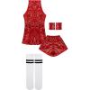 imageLOLANTA Girls Sequins Dance Clothes Dress 412 Yrs Sparkle Hip Hop Jazz Dance Outfit Sleeveless Top and ShortsRed