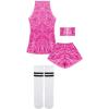 imageLOLANTA Girls Sequins Dance Clothes Dress 412 Yrs Sparkle Hip Hop Jazz Dance Outfit Sleeveless Top and ShortsRosered