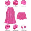 imageLOLANTA Girls Sequins Dance Clothes Dress 412 Yrs Sparkle Hip Hop Jazz Dance Outfit Sleeveless Top and ShortsRosered