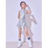 imageLOLANTA Girls Sequins Dance Clothes Dress 412 Yrs Sparkle Hip Hop Jazz Dance Outfit Sleeveless Top and ShortsSilver