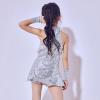 imageLOLANTA Girls Sequins Dance Clothes Dress 412 Yrs Sparkle Hip Hop Jazz Dance Outfit Sleeveless Top and ShortsSilver