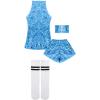 imageLOLANTA Girls Sequins Dance Clothes Dress 412 Yrs Sparkle Hip Hop Jazz Dance Outfit Sleeveless Top and ShortsSky Blue
