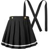 imageLOLANTA Girls Uniform Skirt Kids Suspender Tennis Skirt Pleated Skort Elastic Overall Dress with Removable Straps for SchoolBlack
