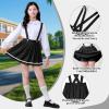 imageLOLANTA Girls Uniform Skirt Kids Suspender Tennis Skirt Pleated Skort Elastic Overall Dress with Removable Straps for SchoolBlack