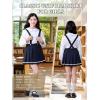 imageLOLANTA Girls Uniform Skirt Kids Suspender Tennis Skirt Pleated Skort Elastic Overall Dress with Removable Straps for SchoolNavy