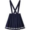 imageLOLANTA Girls Uniform Skirt Kids Suspender Tennis Skirt Pleated Skort Elastic Overall Dress with Removable Straps for SchoolNavy
