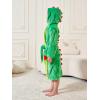 imageLOLANTA Kids Robe Boys Girls Dinosaur Plush Fleece Hooded Bathrobe with Belt Animal Soft SleepwearGreen