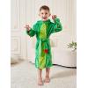 imageLOLANTA Kids Robe Boys Girls Dinosaur Plush Fleece Hooded Bathrobe with Belt Animal Soft SleepwearGreen