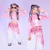 imageLOLANTA Metallic Dance Tops for Girls Long Sleeve Cropped Top Shiny Hip Hop Holographic Shirt Party Festivals CostumesPink
