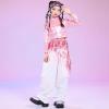 imageLOLANTA Metallic Dance Tops for Girls Long Sleeve Cropped Top Shiny Hip Hop Holographic Shirt Party Festivals CostumesPink