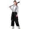 imageLOLANTA Metallic Dance Tops for Girls Long Sleeve Cropped Top Shiny Hip Hop Holographic Shirt Party Festivals CostumesSilver