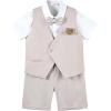 imageLOLANTA Short Suit for Boys Summer Wedding Ring Bearer Outfit Graduation 6 Pieces Shirt Vest Shorts SetBeige