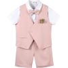 imageLOLANTA Short Suit for Boys Summer Wedding Ring Bearer Outfit Graduation 6 Pieces Shirt Vest Shorts SetPink