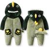 imageLOLANTA Unisex Baby Dinosaur Costume Fleece Hooded Animal Rompers One Piece SnowsuitGreen