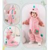 imageLOLANTA Unisex Baby Dinosaur Costume Fleece Hooded Animal Rompers One Piece SnowsuitPink