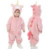 imageLOLANTA Baby Toddler Girls Onepiece Jumpsuit Infant Fleece Hooded Rompers Double Way Zipper Closure 6 Months3TPink Unicorn